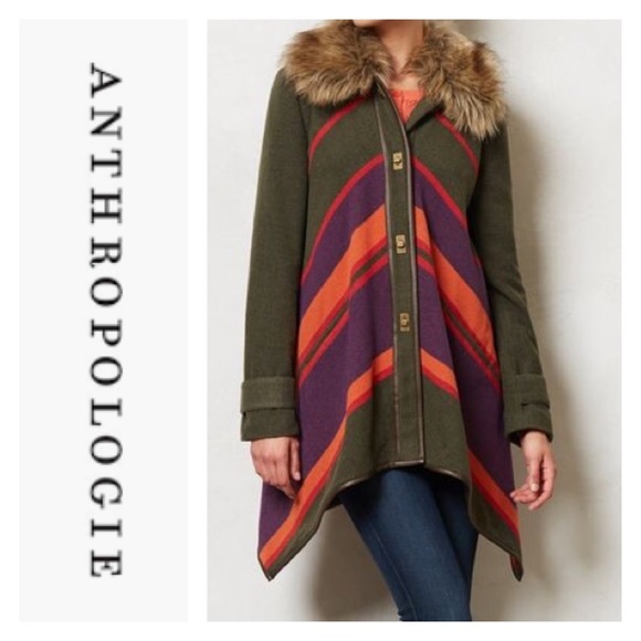 Anthropologie Jackets & Blazers - 🌑 Anthro Cartonnier Faux Fur Trim Cape Jacket